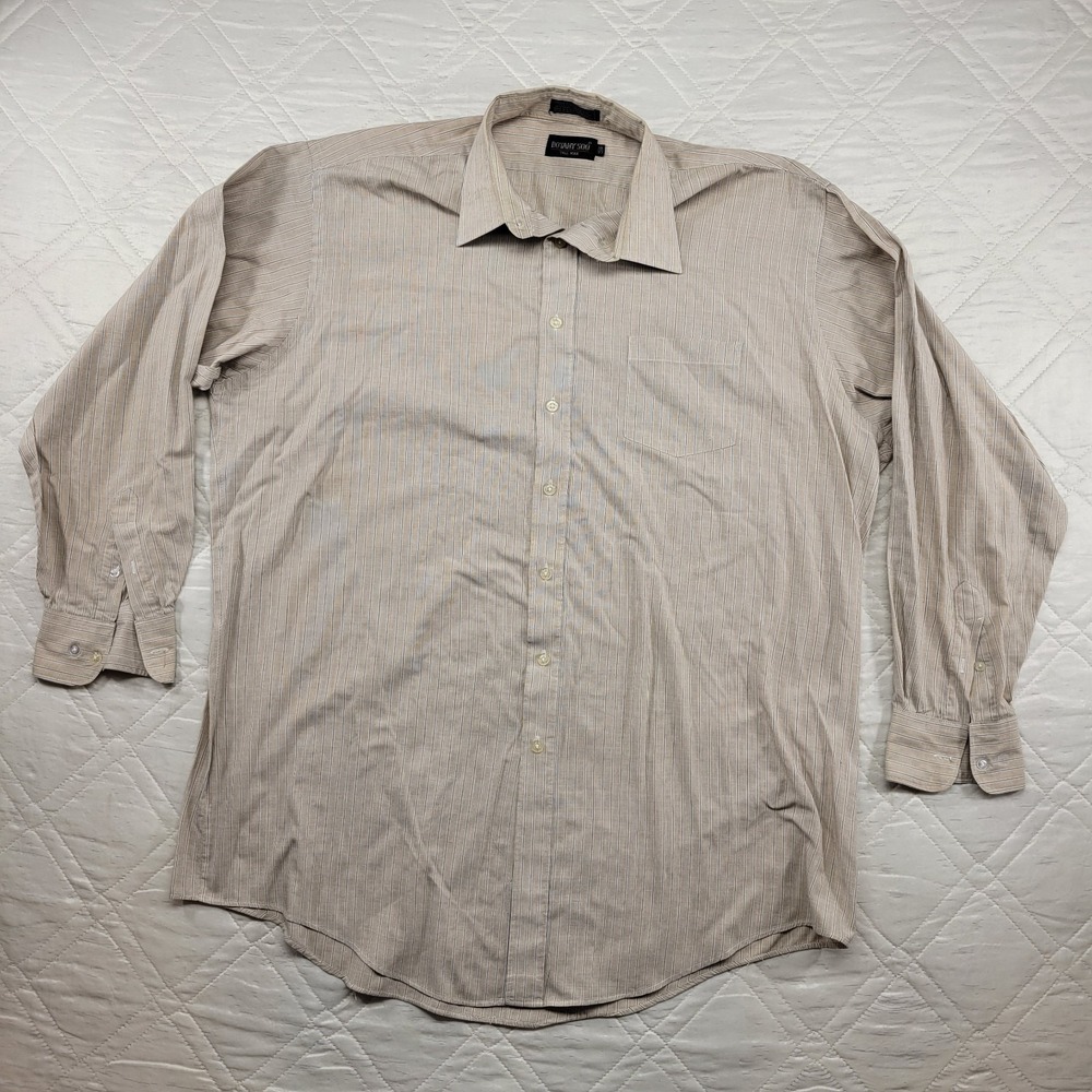 Botany 500 Tall Man gray striped long sleeve dress shirt size 18/37 3XL